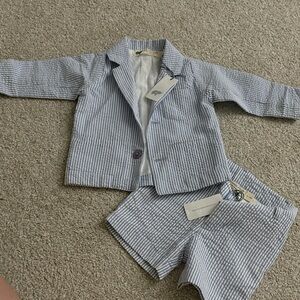 Striped Blue and White Baby Suit Set